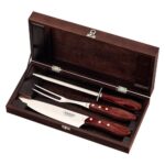 Juego p/ asado 4 pzas. Churrasco Cerezo Caja Madera