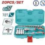MALETIN CON CRIQUET, LLAVES TUBO Y ACC 1/4” (20 PZS)