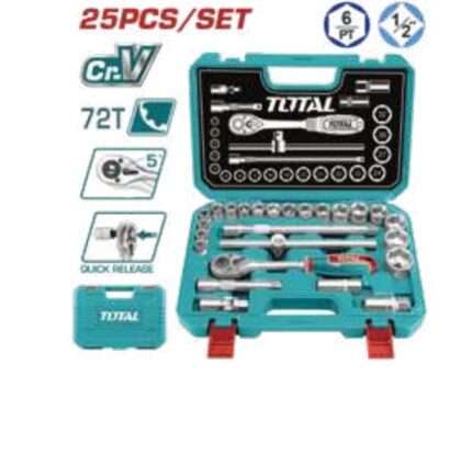 MALETIN CON CRIQUET, LLAVES TUBO Y ACC 1/2” (25 PZS)