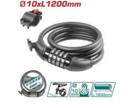 CANDADO DE CABLE PARA BICICLETA 4 DIGITOS (1,2M)