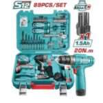 TALADRO ATORN A BATERIA 12V TIPO C C/ HERRAMIENTAS (89 PZS)