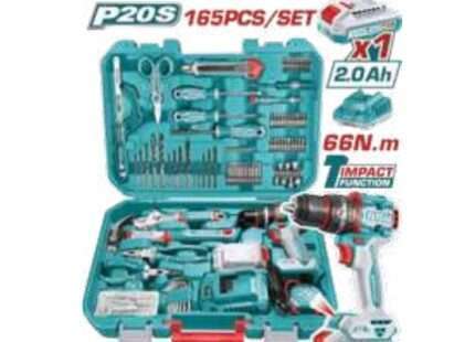 TALADRO PERCUTOR 20V Y JUEGO DE HERRAM. (165 PZS)