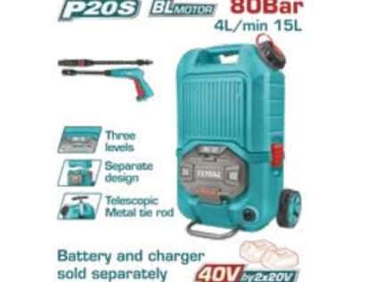HIDROLAVADORA A BATERIA 20V+20V 80BAR 4L/MIN