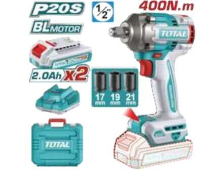 LLAVE DE IMPACTO A BATERIA 20V 400NM- 2BAT/CAR
