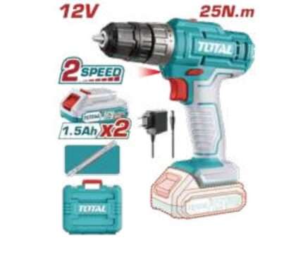 TALADRO ATORN A BATERIA 12V 25NM - 2BAT/CAR
