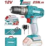 TALADRO PERCUTOR A BATERIA 12V 25NM - 2BAT/CAR