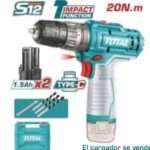TALADRO PERCUTOR A BATERIA 12V (TIPO C) 20NM - 2BAT