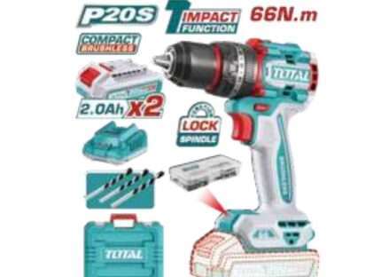 TALADRO PERCUTOR 20V 66NM (COMPACTO)- 2BAT/CAR