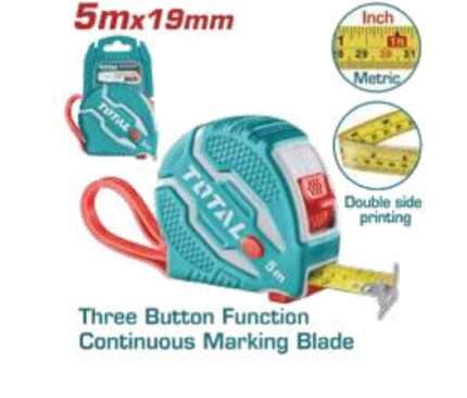 CINTA METRICA DE ACERO 5MX19MM 3 BOTONES (PROFESIONAL)