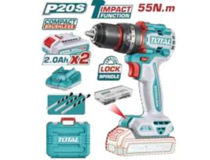 TALADRO PERCUTOR A BATERIA 20V 55NM- 2BAT/CAR