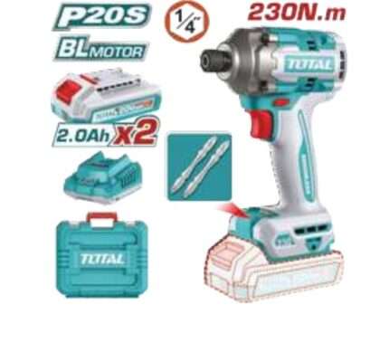 ATORNILLADOR DE IMPACTO A BATERIA 20V 230NM- 2BAT/CAR