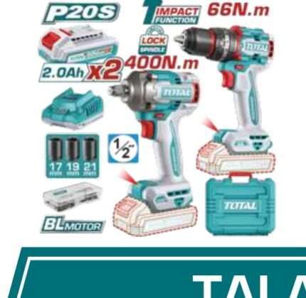 LLAVE DE IMPACTO Y TALADRO PERCUTOR 20V- 2BAT/CAR
