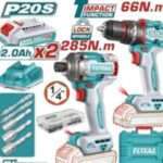 TALADRO PERCUTOR Y ATORNILLADOR IMPACTO 20V- 2BAT/CAR