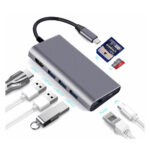 ADAPTADOR MINI USB-C HDMI, RJ45, RED, TARJETA DE MEMORIA