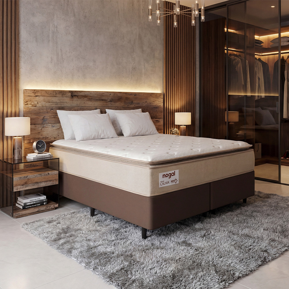 3770.jpg COLCHON CALMA MARRON/BEIGE QUEEN 158 NOGAL - Imagen 1